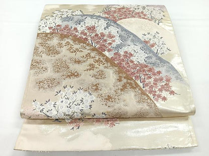 平和屋着物◎六通柄袋帯 唐織 遠山風景文 金糸 正絹 逸品 CAAZ7299nb