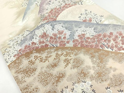 平和屋着物◎六通柄袋帯 唐織 遠山風景文 金糸 正絹 逸品 CAAZ7299nb