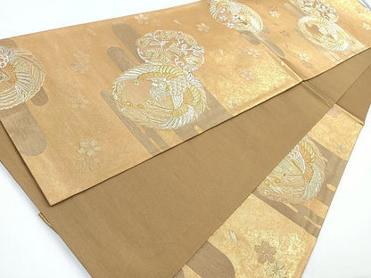 平和屋着物◎六通柄袋帯 唐織 鳳凰花丸文 金銀糸 正絹 逸品 CAAZ7300nb
