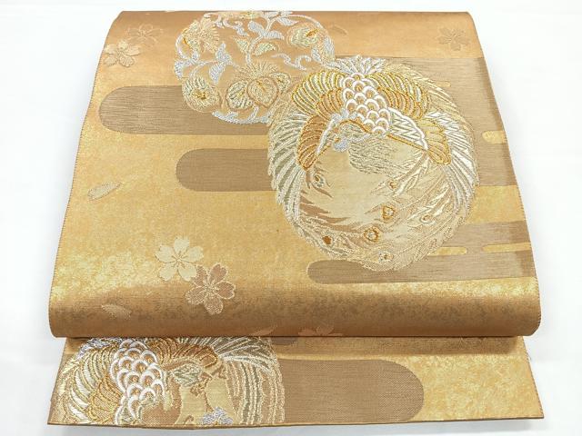 平和屋着物◎六通柄袋帯 唐織 鳳凰花丸文 金銀糸 正絹 逸品 CAAZ7300nb