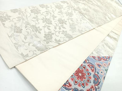 平和屋着物◎西陣 太鼓柄袋帯 唐織 天平の匠 花鳥文 銀糸 正絹 逸品 CAAZ7301nb