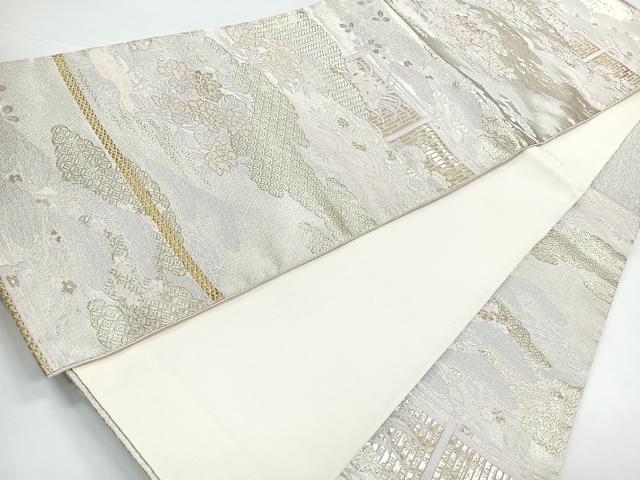 平和屋着物◎六通柄袋帯 王朝錦 雲取り風景文 金糸 正絹 逸品 CAAZ7311nb