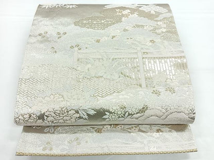平和屋着物◎六通柄袋帯 王朝錦 雲取り風景文 金糸 正絹 逸品 CAAZ7311nb