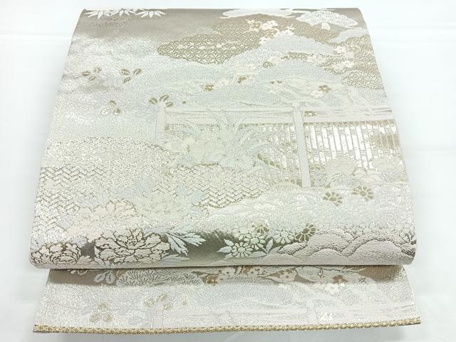 平和屋着物◎六通柄袋帯 王朝錦 雲取り風景文 金糸 正絹 逸品 CAAZ7311nb