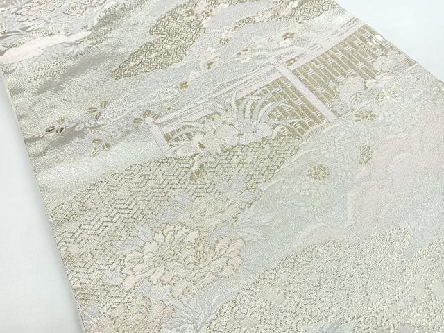 平和屋着物◎六通柄袋帯 王朝錦 雲取り風景文 金糸 正絹 逸品 CAAZ7311nb