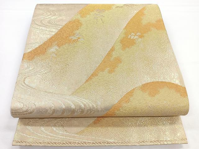平和屋着物◎六通柄袋帯 綾つづれ 遠山風景文 引箔錦 正絹 逸品 CAAZ7313nb