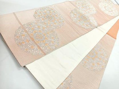 平和屋着物◎六通柄袋帯 宝相華 銀糸 正絹 逸品 CAAZ7315nb