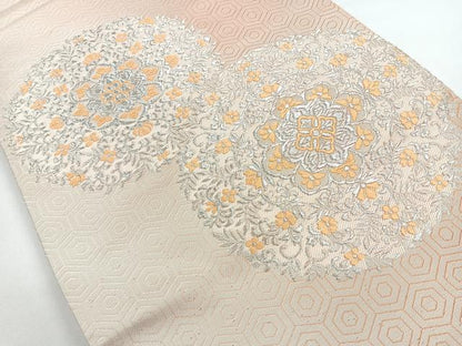 平和屋着物◎六通柄袋帯 宝相華 銀糸 正絹 逸品 CAAZ7315nb