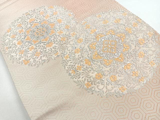平和屋着物◎六通柄袋帯 宝相華 銀糸 正絹 逸品 CAAZ7315nb