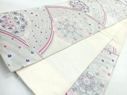 平和屋着物◎西陣 六通柄袋帯 唐織 宝相華 銀糸 正絹 逸品 CAAZ7318nb