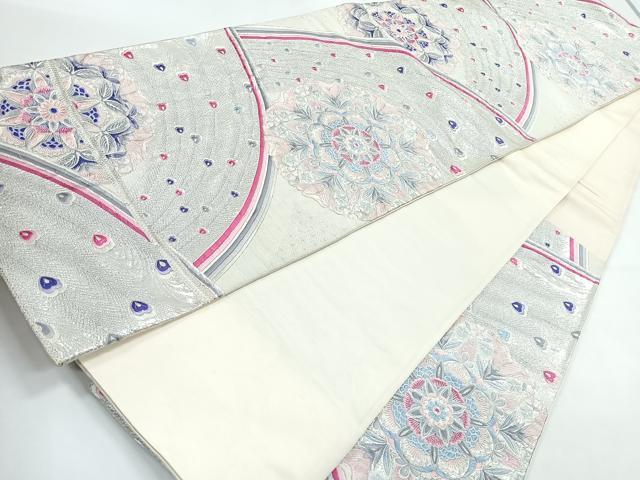 平和屋着物◎西陣 六通柄袋帯 唐織 宝相華 銀糸 正絹 逸品 CAAZ7318nb