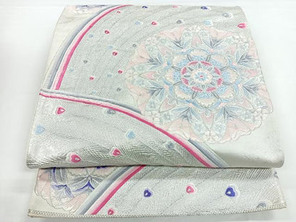 平和屋着物◎西陣 六通柄袋帯 唐織 宝相華 銀糸 正絹 逸品 CAAZ7318nb