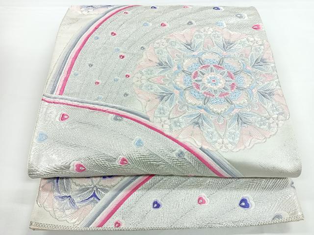 平和屋着物◎西陣 六通柄袋帯 唐織 宝相華 銀糸 正絹 逸品 CAAZ7318nb