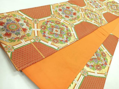 平和屋着物◎六通柄袋帯 唐織 正倉院花文 金糸 正絹 逸品 CAAZ7323nb