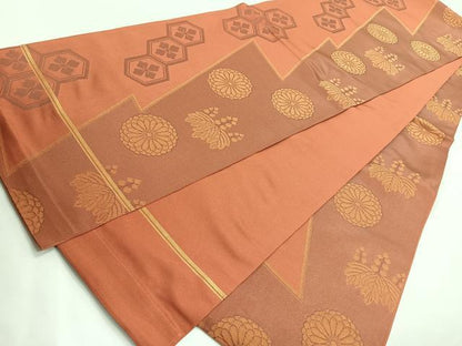 平和屋着物◎織物一筋名門　織悦　全通柄　本袋帯　吉祥花文　金糸　正絹　逸品　CAAZ7330nb