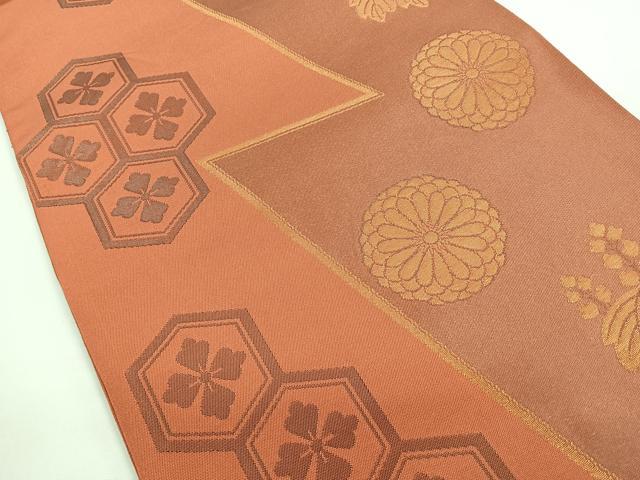 平和屋着物◎織物一筋名門　織悦　全通柄　本袋帯　吉祥花文　金糸　正絹　逸品　CAAZ7330nb