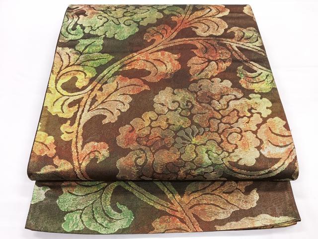 平和屋着物◎六通柄袋帯　花唐草文　金銀糸　引箔　正絹　逸品　CAAZ7344nb