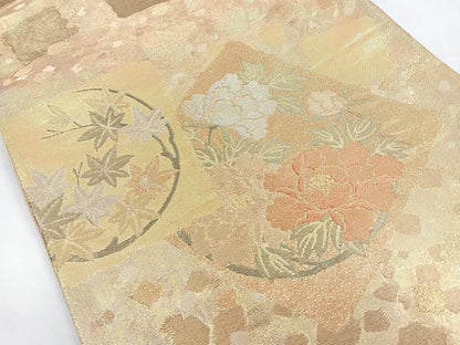 平和屋着物◎佐賀錦 六通柄袋帯 色紙草花文 金銀糸 引箔 正絹 逸品 CAAZ7390nb