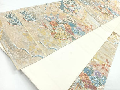 平和屋着物◎六通柄袋帯　唐織　檜垣御所解文　金糸　正絹　逸品　CAAZ7417nb