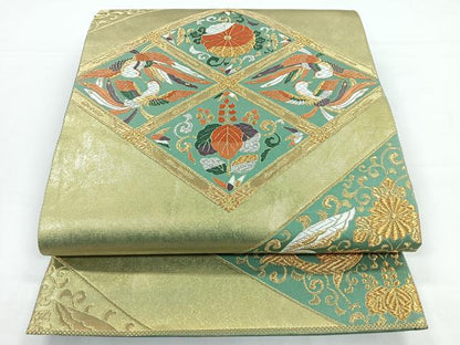 平和屋着物◎六通柄袋帯　唐織　平安鳳凰文　金銀糸　引箔　正絹　逸品　CAAZ7419nb