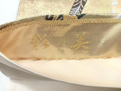 平和屋着物◎六通柄袋帯　唐織　鬘帯　花蝶文　彩美　金銀糸　正絹　逸品　CAAZ7428nb