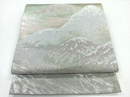 平和屋着物◎六通柄袋帯　重ね山　金銀糸　正絹　逸品　CAAZ7438nb