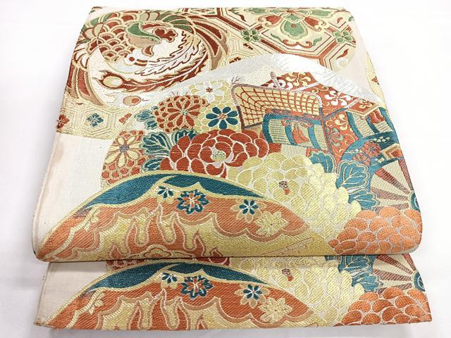 平和屋着物◎アンティーク　大正ロマン　全通柄京袋帯　鳳凰花文　正絹　逸品　CAAZ7450nb