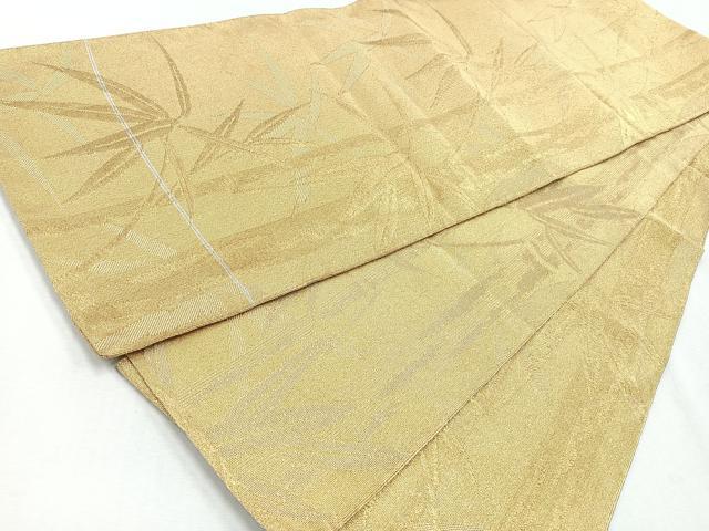 平和屋着物◎八寸名古屋帯　笹竹文　金糸　正絹　逸品　CAAZ7492nb