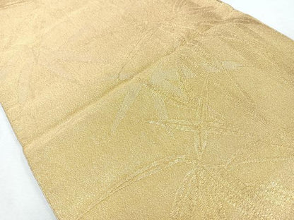 平和屋着物◎八寸名古屋帯　笹竹文　金糸　正絹　逸品　CAAZ7492nb