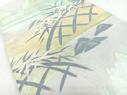 平和屋着物◎六通柄袋帯　笹の葉文　金銀糸　正絹　逸品　CAAZ7527nb