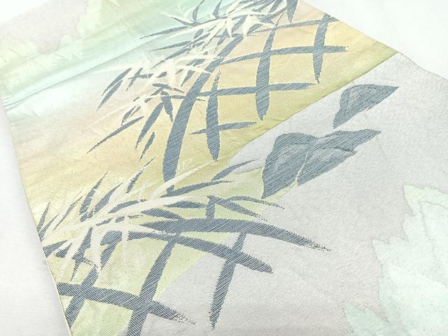 平和屋着物◎六通柄袋帯　笹の葉文　金銀糸　正絹　逸品　CAAZ7527nb