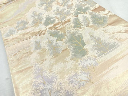平和屋着物◎六通柄袋帯　風景樹林文　金糸　正絹　逸品　未使用　CAAZ7530nb