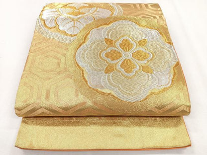 平和屋着物◎六通柄袋帯　鏡裏花文　桐　松　金銀糸　正絹　逸品　CAAZ7532nb