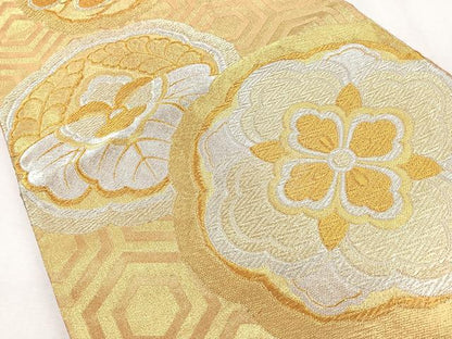 平和屋着物◎六通柄袋帯　鏡裏花文　桐　松　金銀糸　正絹　逸品　CAAZ7532nb