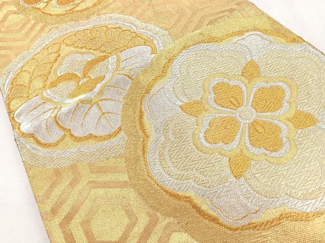 平和屋着物◎六通柄袋帯　鏡裏花文　桐　松　金銀糸　正絹　逸品　CAAZ7532nb