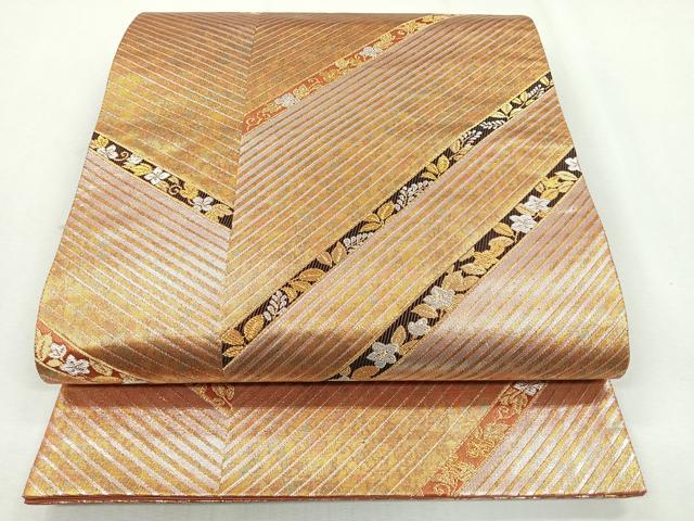 平和屋着物◎六通柄袋帯　吉祥花文　金銀糸　引箔　正絹　逸品　CAAZ7534nb
