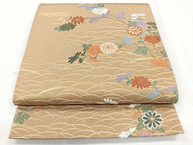 平和屋着物◎六通柄袋帯　唐織　秋草文　金糸　正絹　逸品　CAAZ7536nb