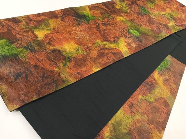 平和屋着物◎六通柄袋帯　草花文　金糸　正絹　逸品　CAAZ7541nb