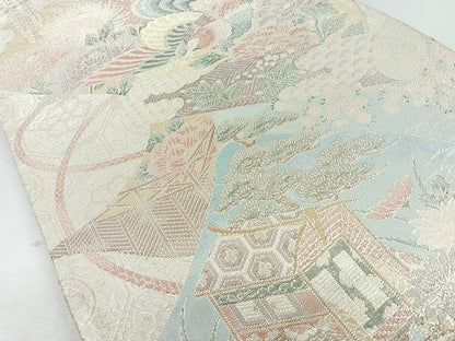 平和屋着物◎900織特選佐賀錦　六通柄袋帯　吉祥花鳥文　金銀糸　正絹　逸品　CAAZ7542nb