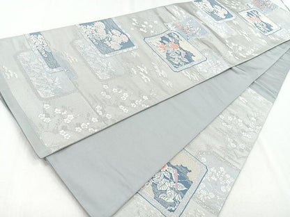 平和屋着物◎六通柄袋帯　天笠瑞鳥文　銀糸　正絹　逸品　CAAZ7559nb
