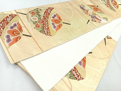 平和屋着物◎六通柄袋帯　唐織　コマ　金糸　正絹　逸品　CAAZ7561nb
