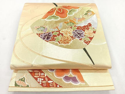 平和屋着物◎六通柄袋帯　唐織　コマ　金糸　正絹　逸品　CAAZ7561nb
