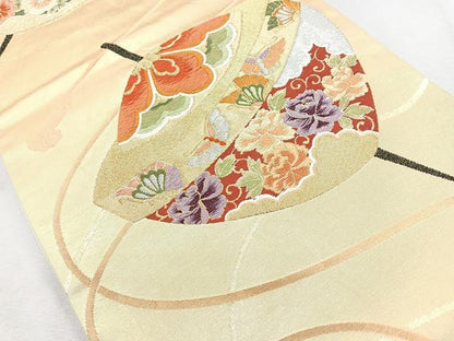 平和屋着物◎六通柄袋帯　唐織　コマ　金糸　正絹　逸品　CAAZ7561nb