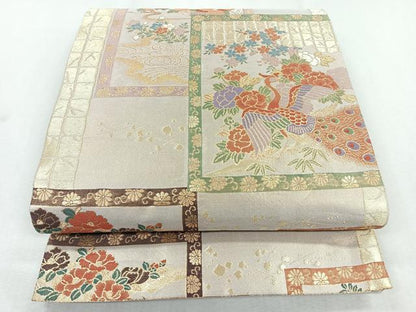 平和屋着物◎佐賀錦　六通柄袋帯　鳳凰花文　金糸　正絹　逸品　CAAZ7563nb