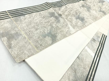 平和屋着物◎六通柄袋帯　幾何学文様　引箔　正絹　逸品　CAAZ7567nb
