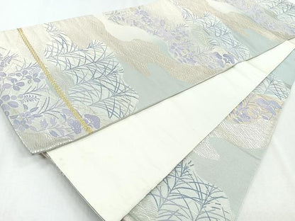 平和屋着物◎六通柄袋帯　道長秋草文　金糸　正絹　逸品　CAAZ7572nb