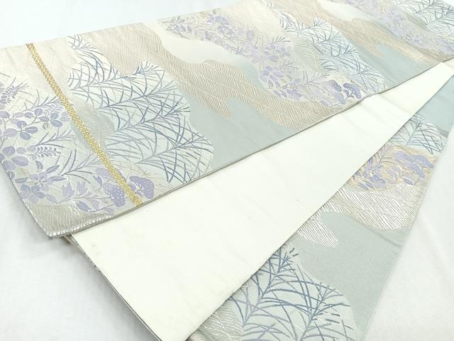 平和屋着物◎六通柄袋帯　道長秋草文　金糸　正絹　逸品　CAAZ7572nb