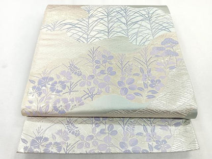平和屋着物◎六通柄袋帯　道長秋草文　金糸　正絹　逸品　CAAZ7572nb
