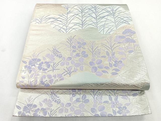 平和屋着物◎六通柄袋帯　道長秋草文　金糸　正絹　逸品　CAAZ7572nb