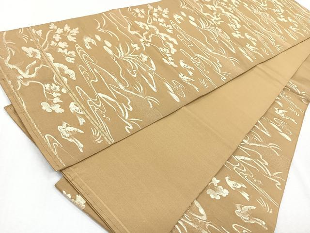 平和屋着物◎六通柄袋帯　流水花鳥文　金糸　正絹　逸品　CAAZ7588nb